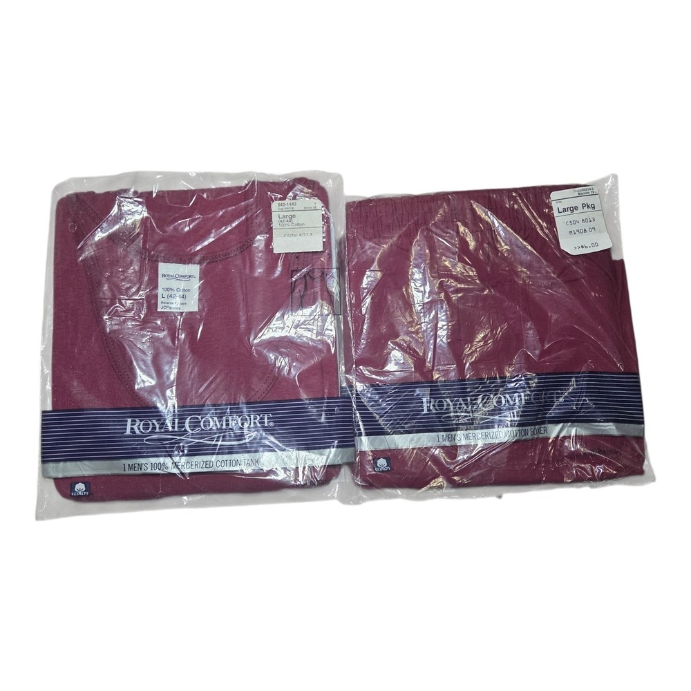 Vintage Royal Comfort Men's Mercerized Cotton Tank & Boxer Set Maroon Size Large